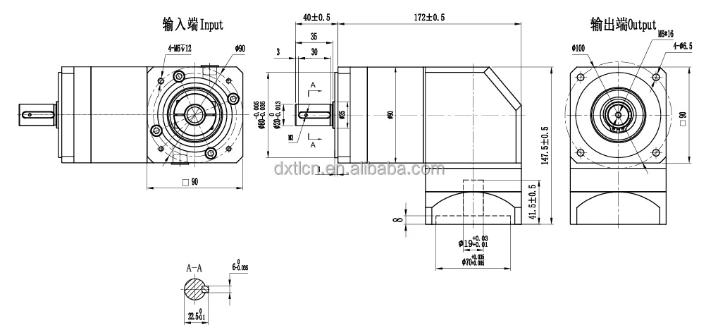 Low Backlash High Precision Low Noise Planetary Right Angle Gearbox with 57mm Standard Input Shaft details