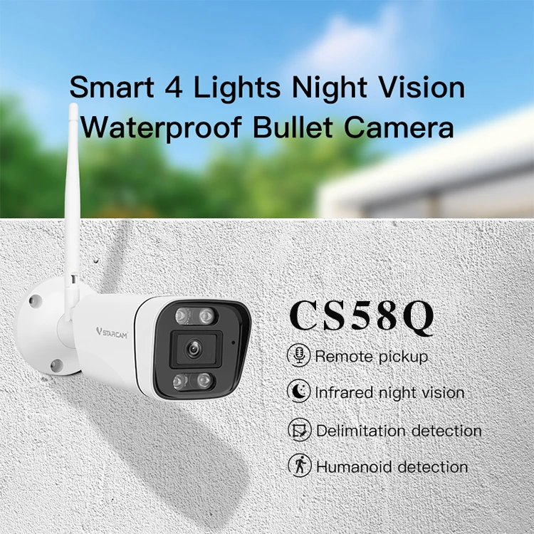 VStarcam CS58Q 5MP Bullet Camera Wifi Outdoor 4 Lights Night Vision Two Way Talk Water Proof Outdoor Security Camera