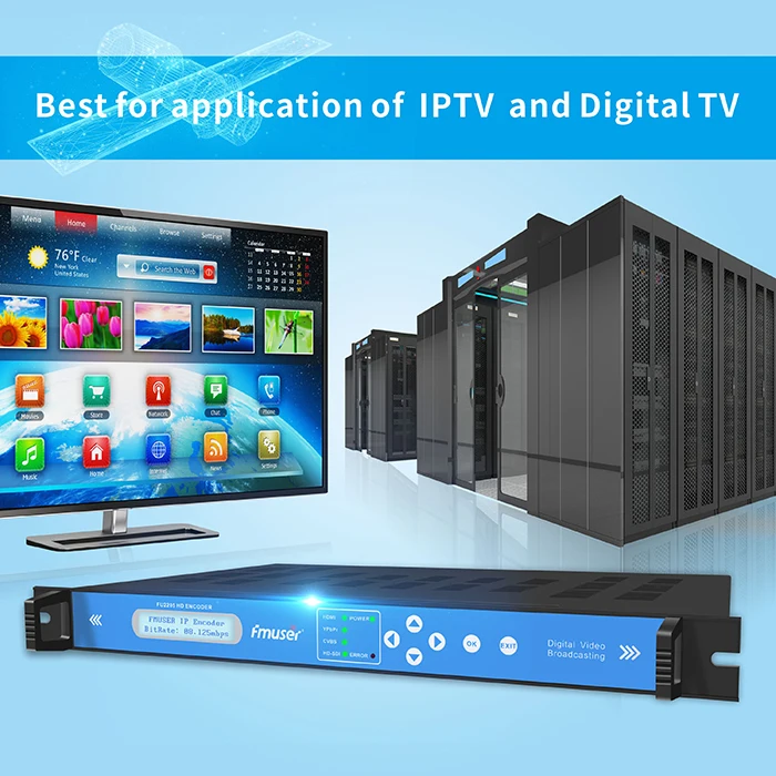 FMUSER FU-2205 HD IPTV Digital TV HD Encoder H.264 AVC MPEG-4 SDI YPbPr CVBS HD antre ak ASI IP soti