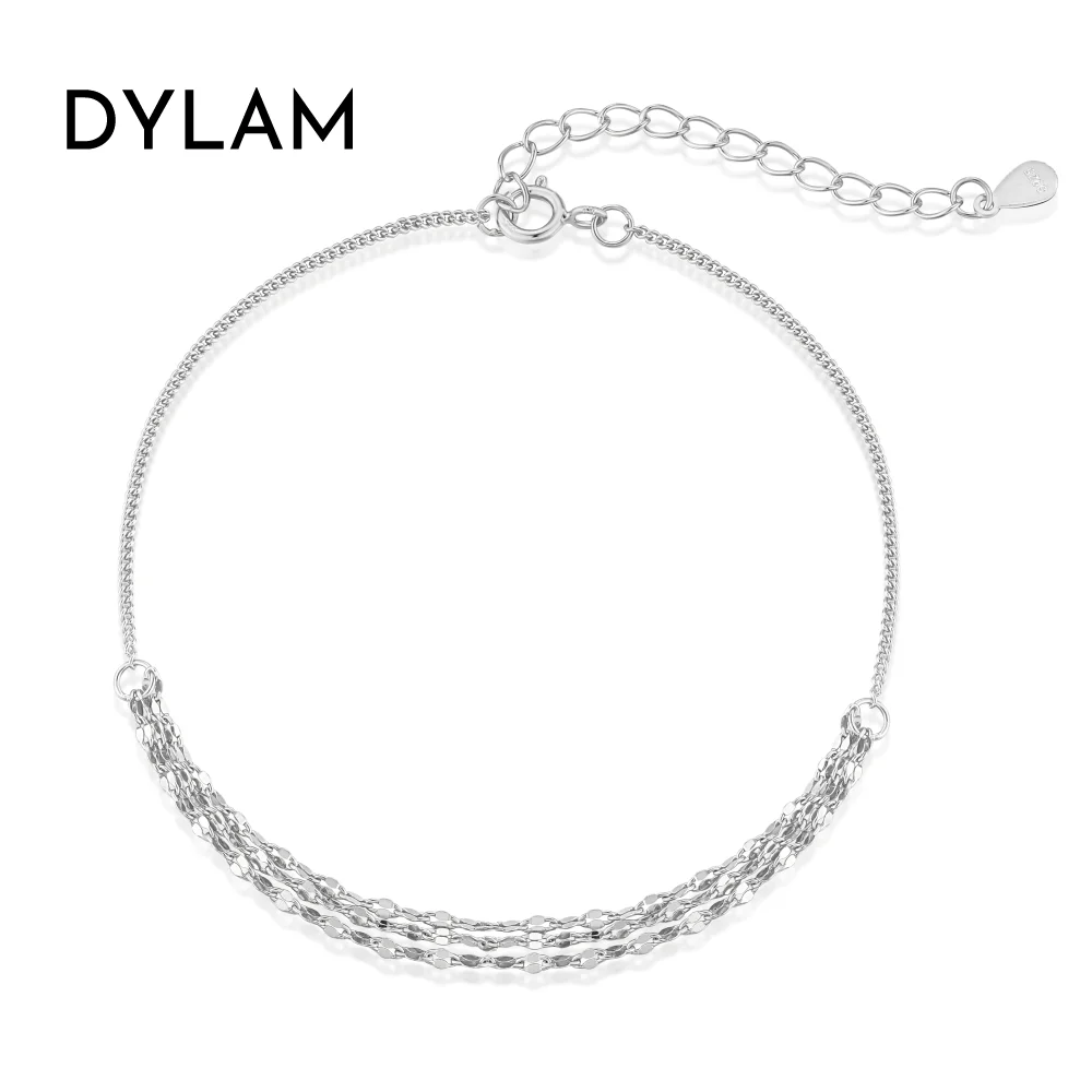 Buy Triple Layered Dainty Chain Sterling Silver Bracelet Online in