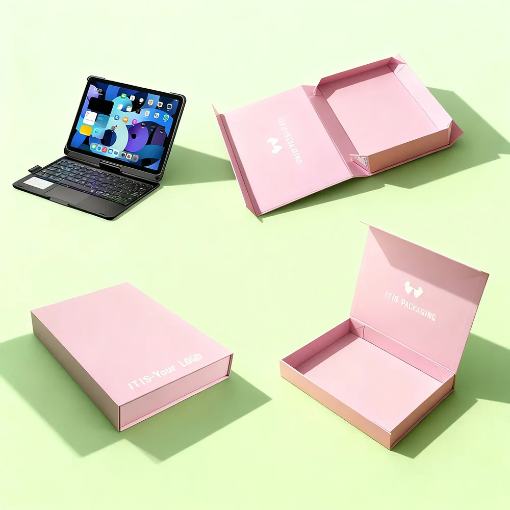Affordable Luxury Laptop Box | Custom Grey Board Magnetic Folding Case | Protective Packaging with Sponge Liner & Special Offer