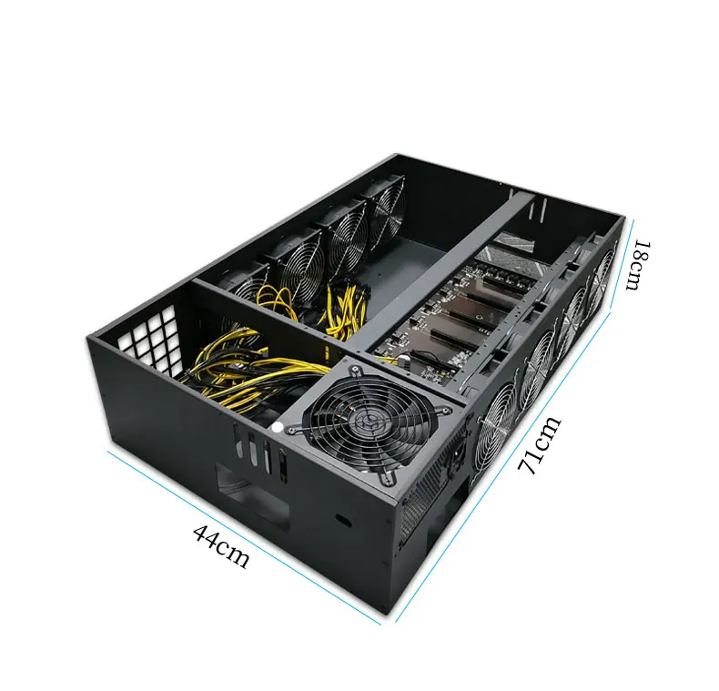8 Gpu Case 8 Fans Aluminium Computer Chassis Rack System Psu Gaming ...