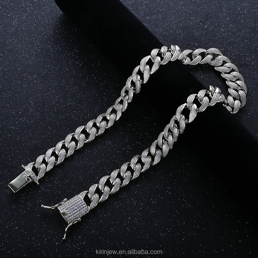 Hot Sale Cuba Chain chain Diamond Kolye Fashion Trend Hip Hop Kolye Erkek 925 Sterling Silver Erkek Kolye