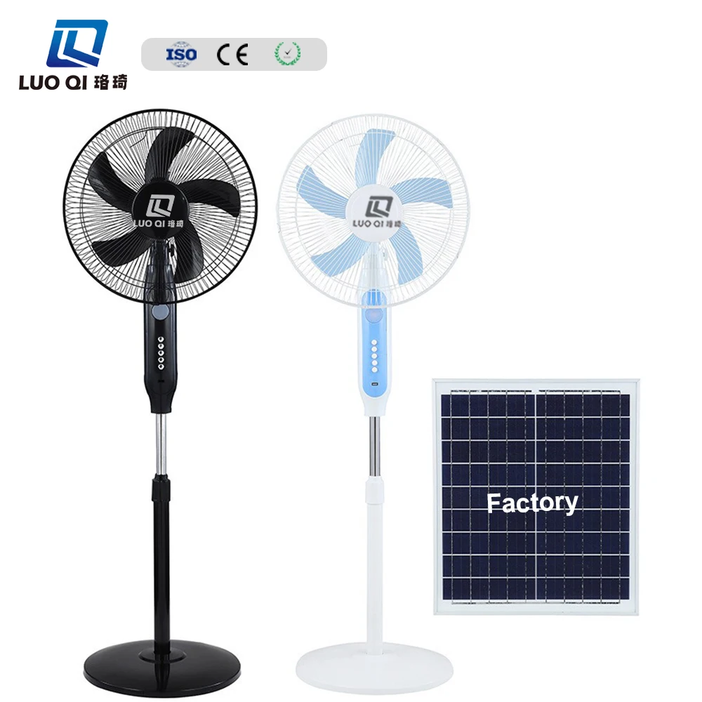 16 Inch With Solar Panel Home Portable Stand Two Charging Methods Rechargeable Indoor Outdoor Electric Solar Fan