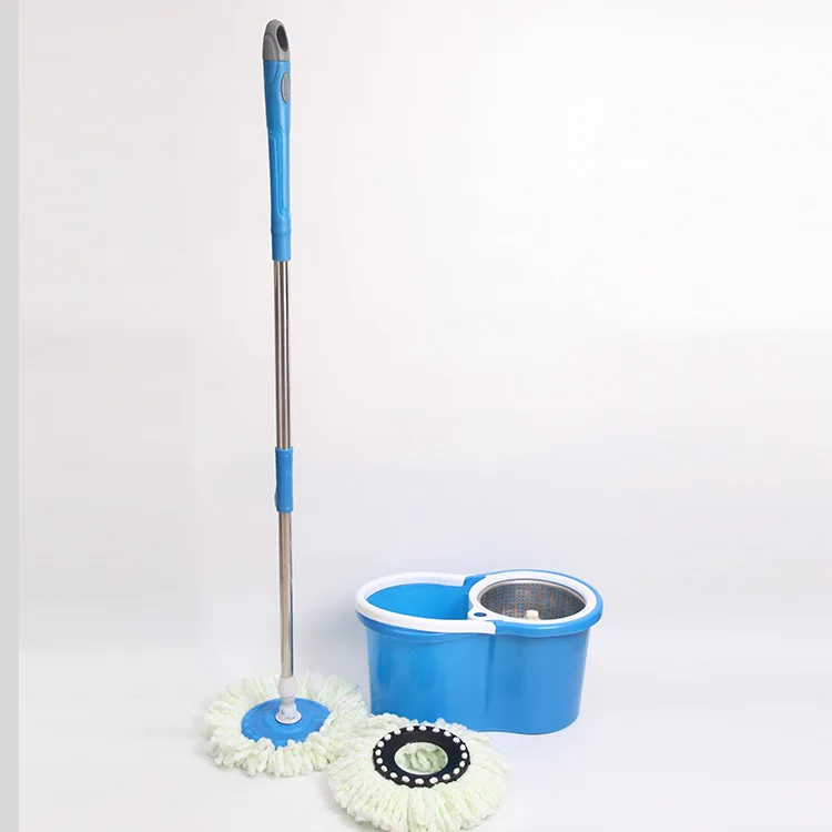VOUNOT® Set Mocio Lavapavimenti e Secchio Strizzatore 2 Scomparti, Mop Piatto Rotante 360° con Manico in Acciaio Inox, Bianco | Leroy Merlin