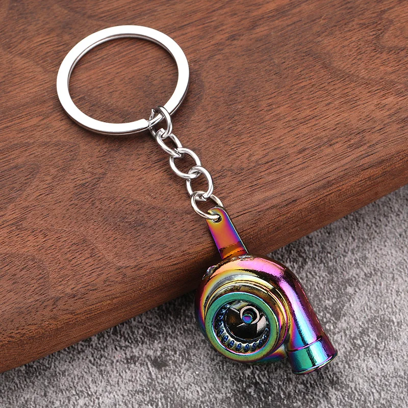 Creative Multicolor Turbo Chain Auto Part Key Ring Bearing Spinning Turbine Turbocharger Metal Keychains Car Parts Keyring 6