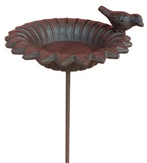 Bagno Per Uccelli Decorativo, Mangiatoia In Acciaio Inossidabile Bagno Per Uccelli Antico O28cm H74cm