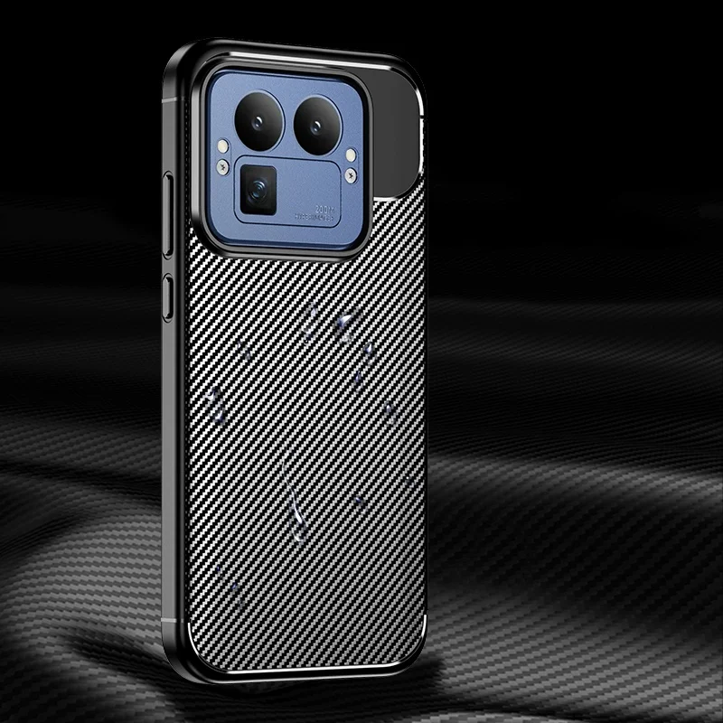 product laudtec premium phone case tpu carbon fiber luxury fiber texture anti shock protective mobile phone cover for realme gt8 pro-6