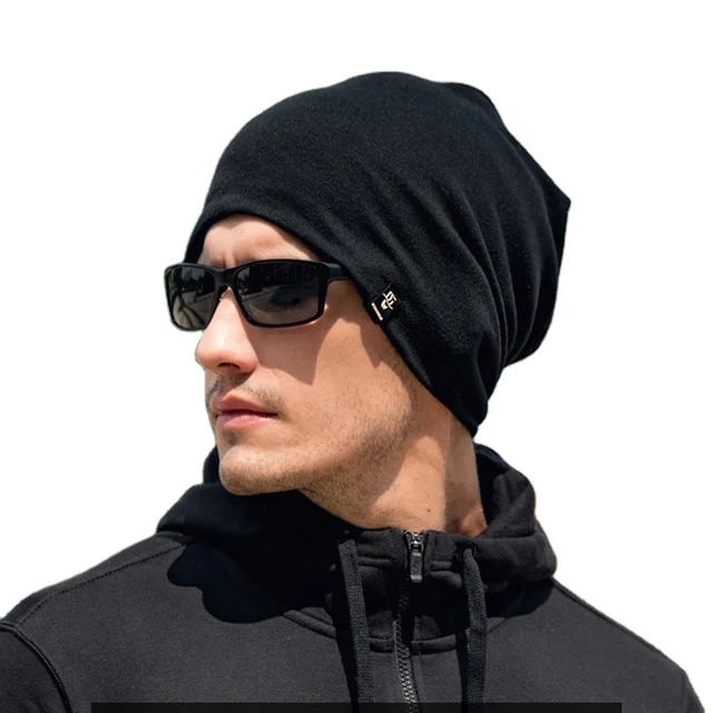 bandana hat all cotton hat winter Korean version all black pullover hat manKeep warm, keep out the wind