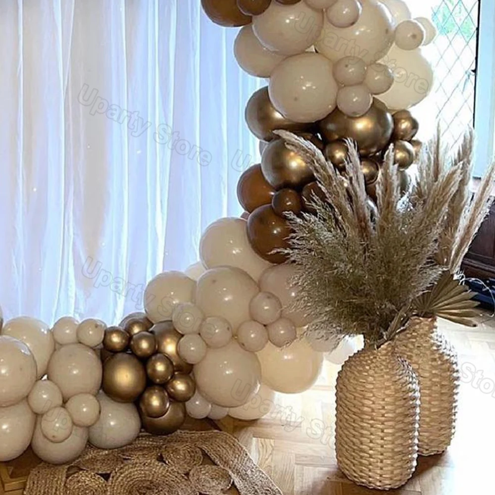  LyzzGlobo Boho Brown Balloon Garland Kit, Sand White Matte Gold  Cream Coffee Balloons Arch for Baby Shower Birthday Wedding Party  Decoration : Home & Kitchen