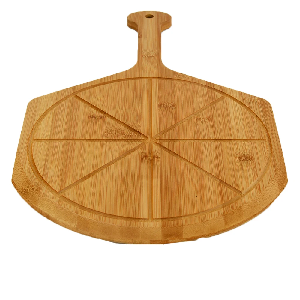 Premium Wood Pizza Peel Bamboo Pizza Serving Board With Pizza Cutter,8