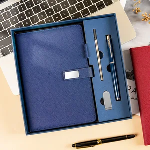 High Grade Gift Box Set Business Office Notebook Festival Diary Meeting Record Enterprise Logo Notepad with 16 GB U Disk Pen