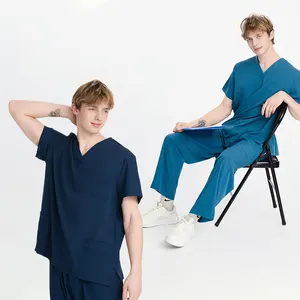 Wholesale Custom Men's Scrubs Set Medical Scrubs Uniforms Hospital Doctor Nurse Scrubs Uniforms