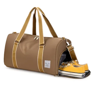 Men Canvas Travel Bag Large Capacity Fitness Bag Travel Lightweight Luggage Bag Dry Wet Separation Handbag