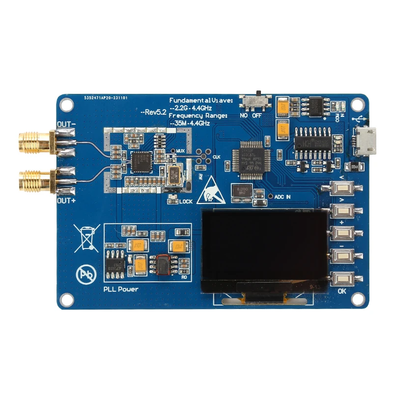 Alimentation Laboratoire Source De Signal RF Synthétiseur De Fréquence 35MHz-4.4GHz ADF4350/ADF4351 - Module Avec Connecteur SMA Ampli Sonorisation