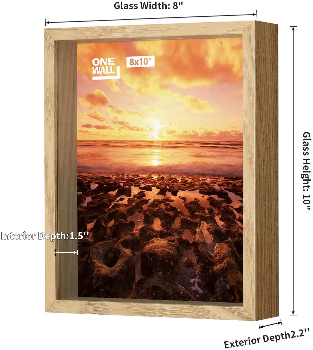 ONE WALL 10x8 inch Deep Ticket Memory Shadow Box Frame Wooden Display Box with Slot Top Loading for Crafts for Wall and Tabletop