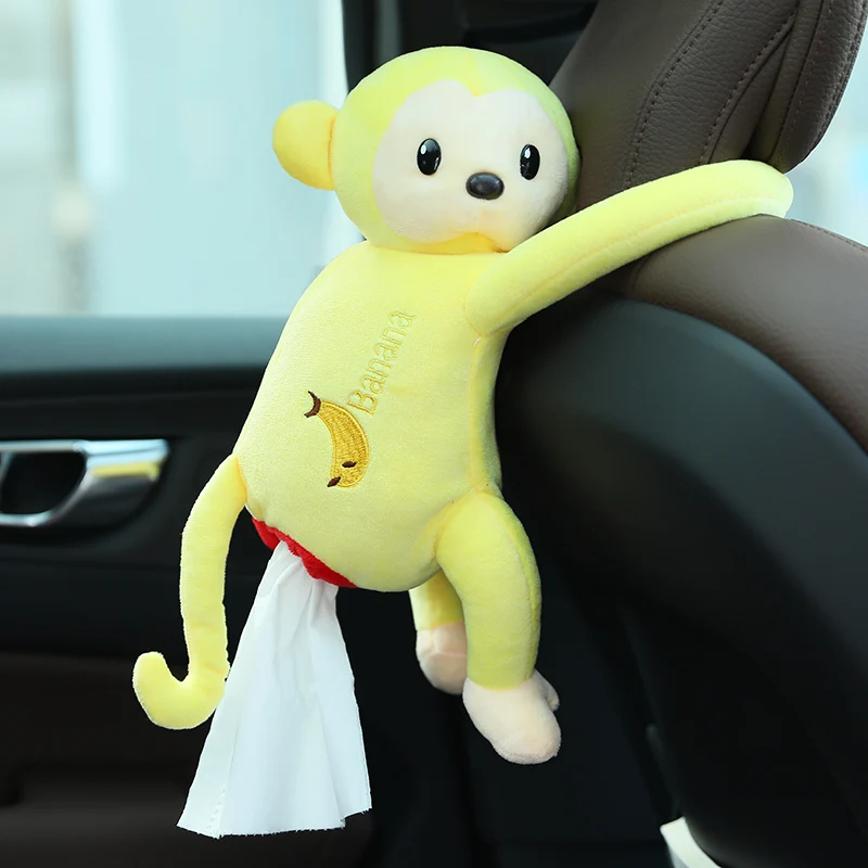 Cartoon Monkey Home Office Car Hanging Paper Napkin Tissue Box Cover Holder 