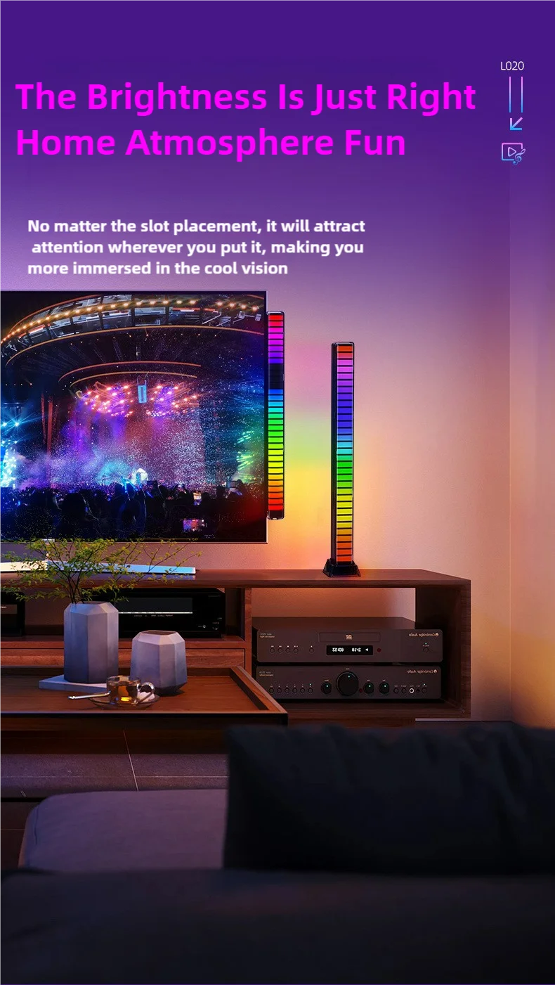 RGB LED Light Bar Voice Activated Rhythm Music Level Indicator Sound ...