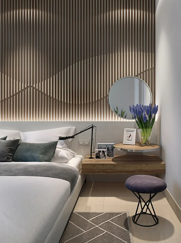 Creation Light Luxury Project Natrual Wood Veneer King Size Hotel Bed