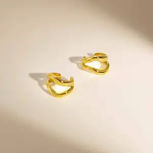 Fine Jewelry Traditional Classic Style Stainless Steel Wave Shape Ear Clips C Shape Ear Cuffs Men Women Daily Wearing