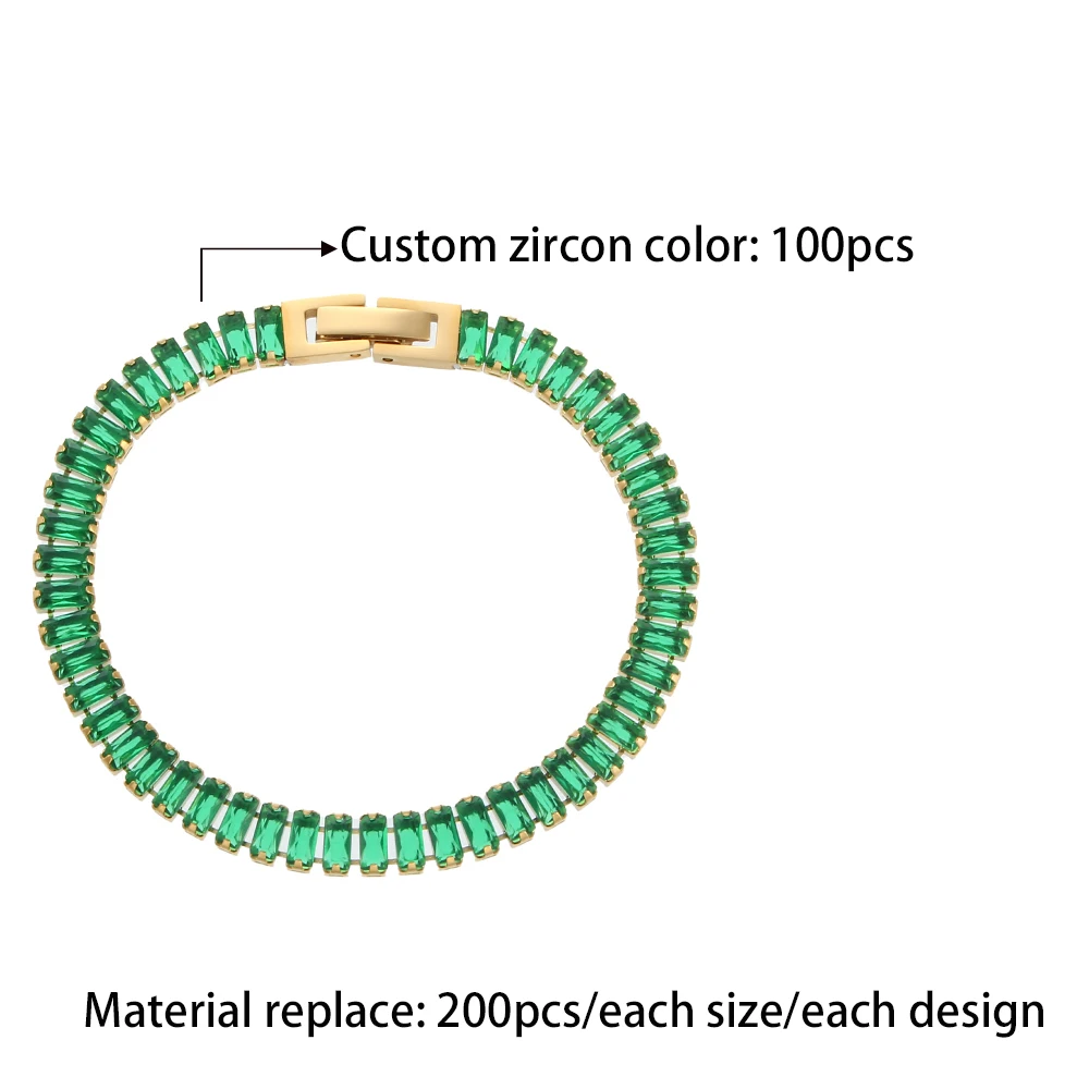 Personalized Trend 2022 Iced Out Tennis Zircon Chain Bracelet Stainless