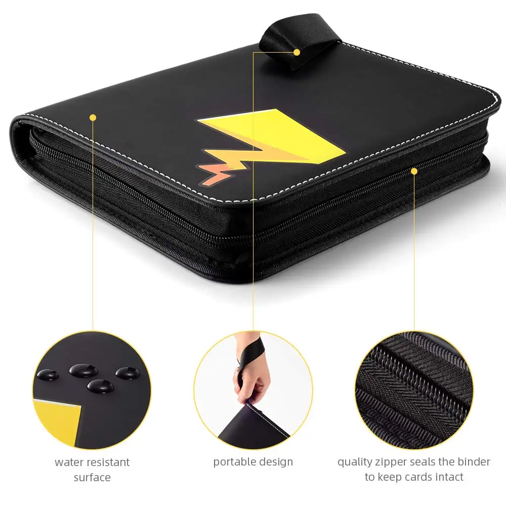 Charizard Detective Pikachu Pu Leather A4 Mini 4 9 Pocket Zipper Card  Collector Box Poke Mon Trading Card Folder Ring Binder