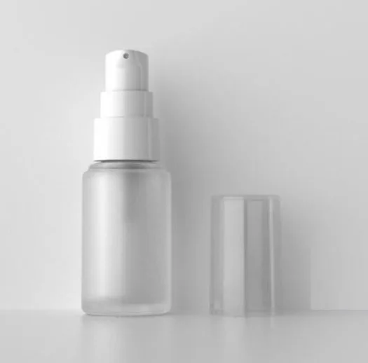 20ML 50ML Frosted Matte Finish Glass Bottle With Treatment Pump Serum Lotion Cosmetic Packaging Vial Pump Bottle Custom Printing