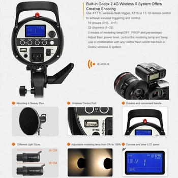 Flash Light for Photography 2.4G Wireless X System 150Ws Bowens Mount Studio Speedlight SK400II detail image