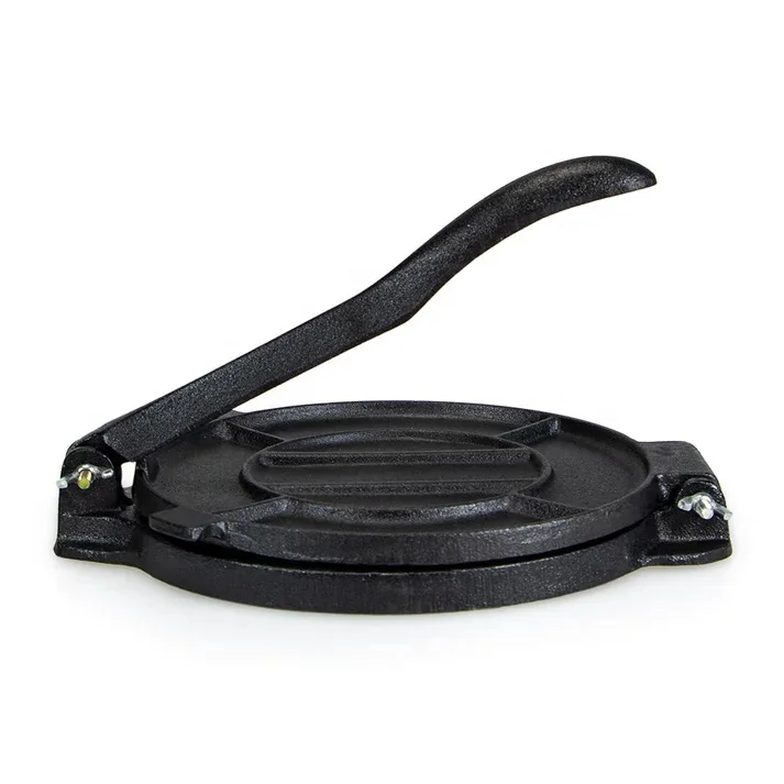 Новый дизайн классический прочный индивидуальный логотип 8-дюймовый предварительно выдержанный чугунный пресс для тортильи со складывающейся железной ручкой