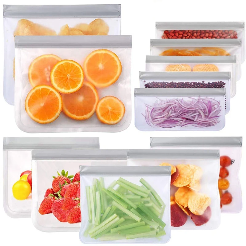 Biodegradable Reusable PEVA Ziplock Leakproof Storage Bag for Snacks and Sandwich