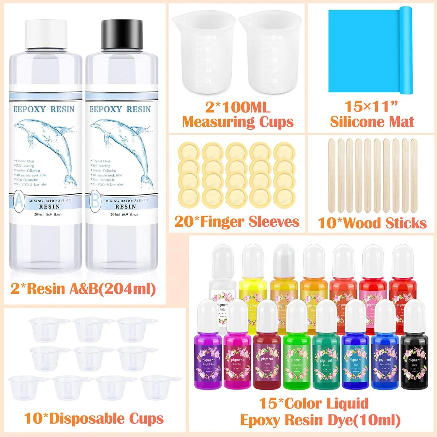 Liquid Epoxy Resin Dye - Solid Colour- 10ml each