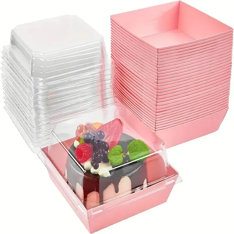 8x6 Large Disposable Bakery Boxes Square Paper Charcuterie Containers with Clear Lids for Salad Sandwich Take out Food