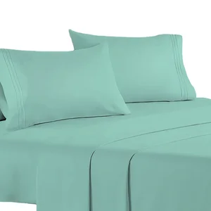 Wholesale Customize Luxurious Green Color Deep Pockets Embroidery Bedding Sheet High Quality for Home