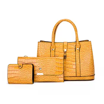 3 in 1 Wholesale Cheap High Quality Clutch HandBag Set Torba Damska Large Capacity Crocodile Pu Hand Bags Ladies Handbags Set