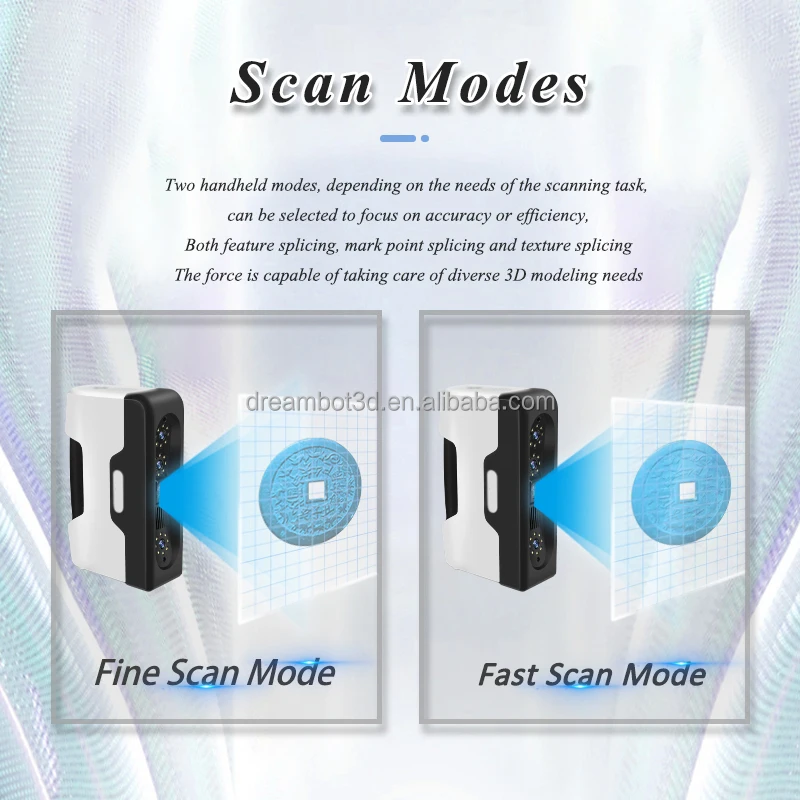 Dreambot3D Portable High Precision Fine Scan Structured Auto Splicing White Light 3D Scanner for Wide Range Reverse Modeling