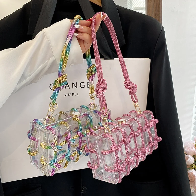 2023 New Design Acrylic Clear Luxury Clutch Purse Small Designer Handbag  Famous Brand Women Hand Bags Ladies Shoulder Bag