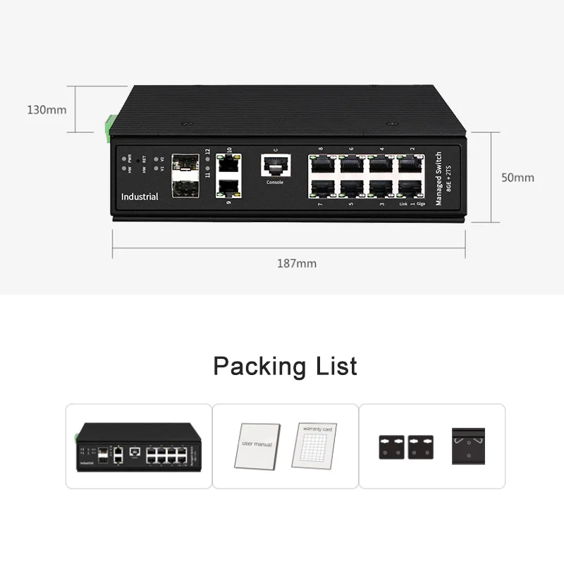 Industrial DIN Rail Full Gigabit 8 PoE 2 Uplink 2 SFP Fiber Port Layer 2 Managed Switch supplier