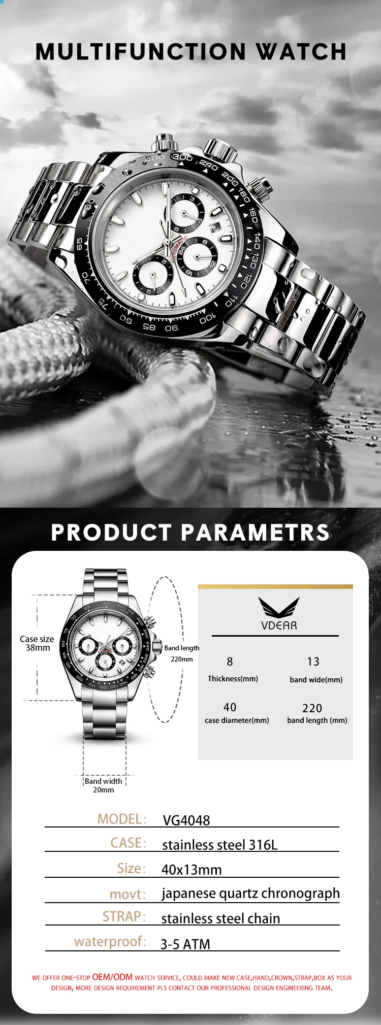 Stainless Steel Back Chronograph Men Wrist Watches China Supplier Watch ...