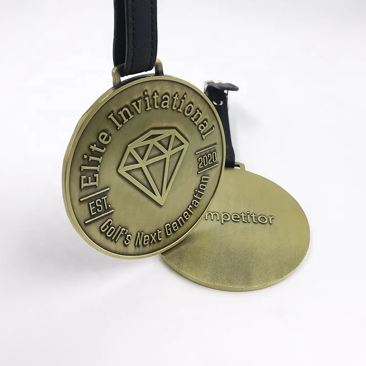 Custom Luggage Round Metal Brand Leather Buckle Black Golf Tag Bag Name Tags factory