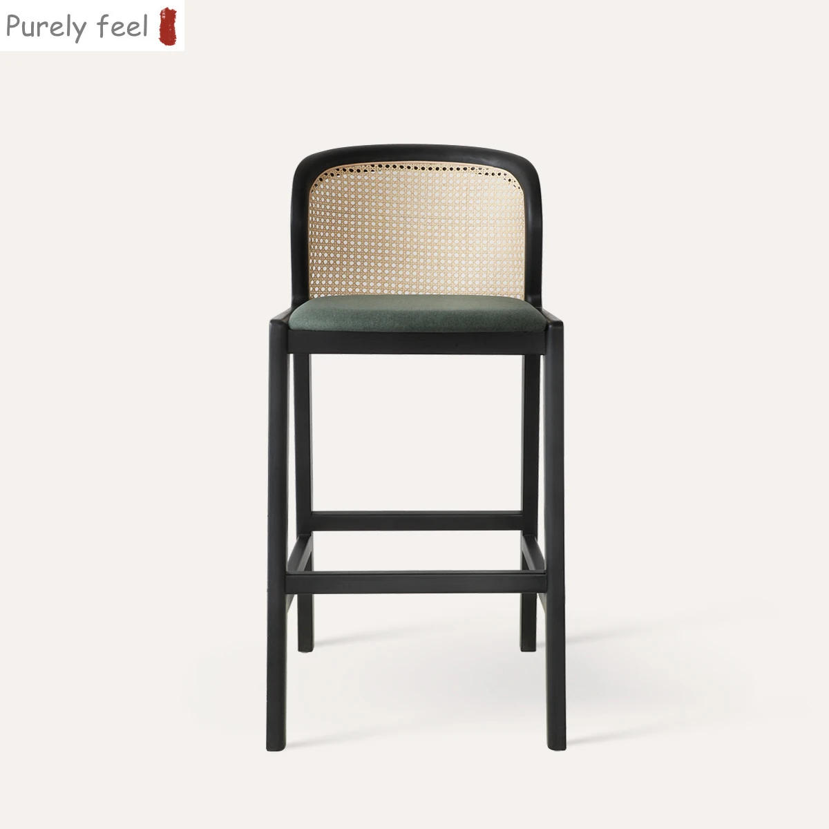 Restaurant bar Chair Solid Wood Light Luxury Rattan Retro Leisure bar Chair Nordic Home Modern Simple High Stool