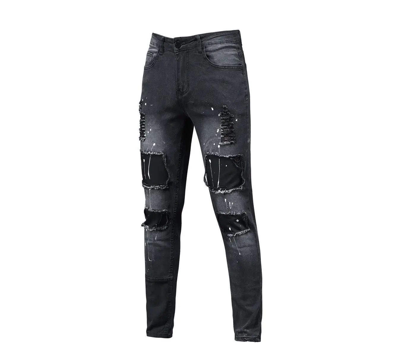 Men’s Faded Skinny Fit Jeans - Slim Fit Stretch Denim, Casual Style