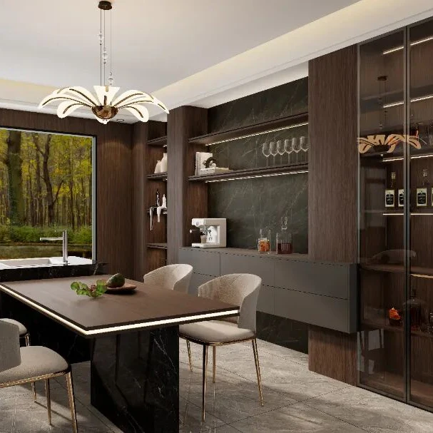 Melinco Living Room Reception Cabinet and Wall Door Cladding with Eco-Friendly Material for Modern Interior Design