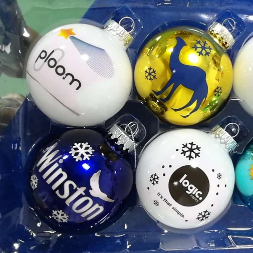 OEM ODM Custom LOGO Pattern Shatterproof Plastic Christmas Tree Balls Christmas Ball with LOGO Print Ornament SENMASINE
