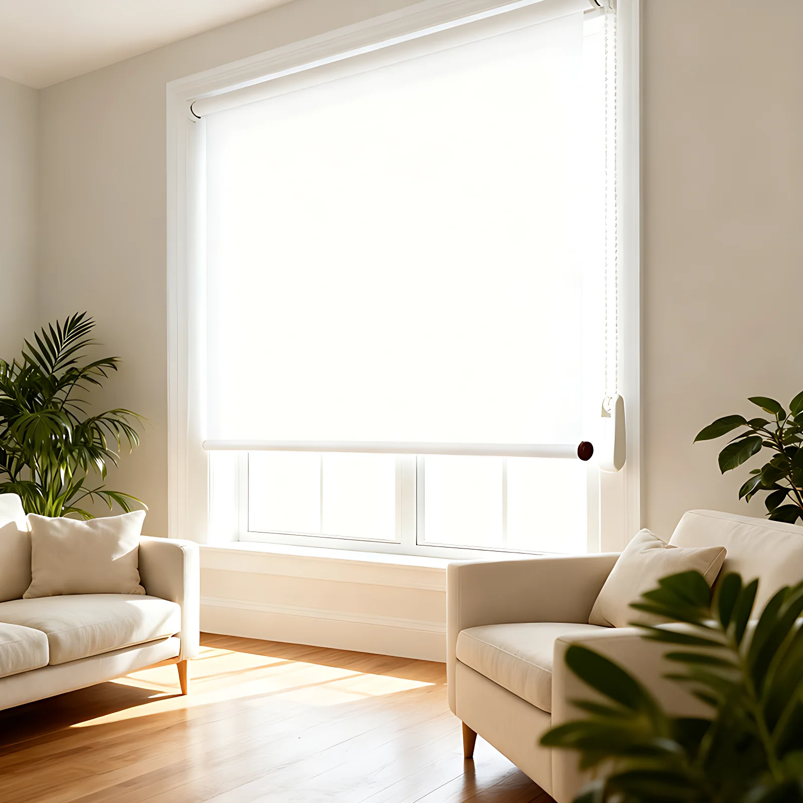 Minimalist White Roller Shade - Sleek Valance Design Window Blind for Modern Interior Decor