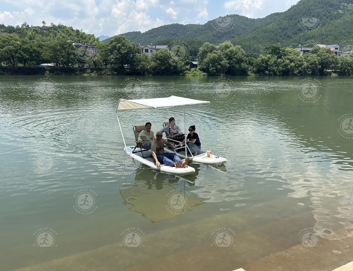 Inflatable Fishing Boat with Water for Cruise & Swimming Pool Floats Water Amusement Facilities for Cruising & Relaxing