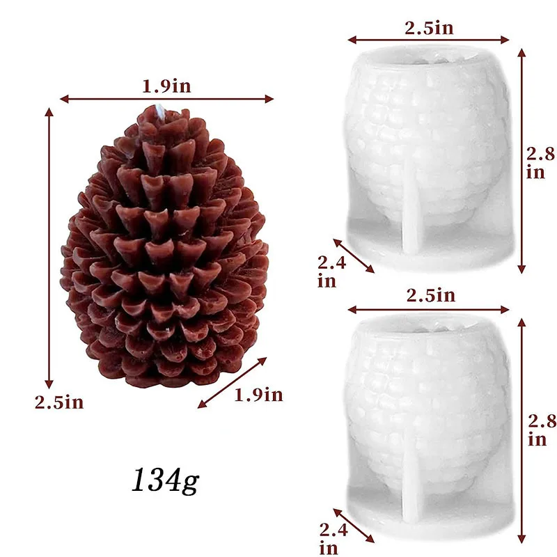 3D Christmas Pinecone Shape Silicone Mold Pine Cone Candle Soap Fondant Chocolate Home Decor Gift with High Quality Cake Tools manufacture