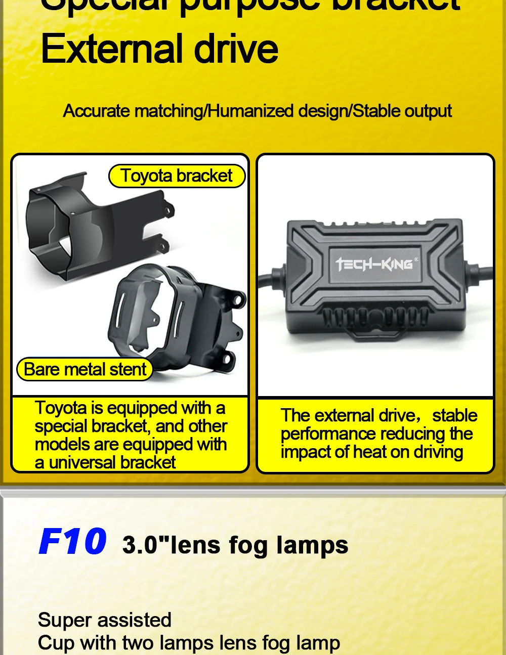 TECH-KING Automotive LED projector fog light 3-inch universal Matrix Automotive fog light retrofit accessory lens fog lamp