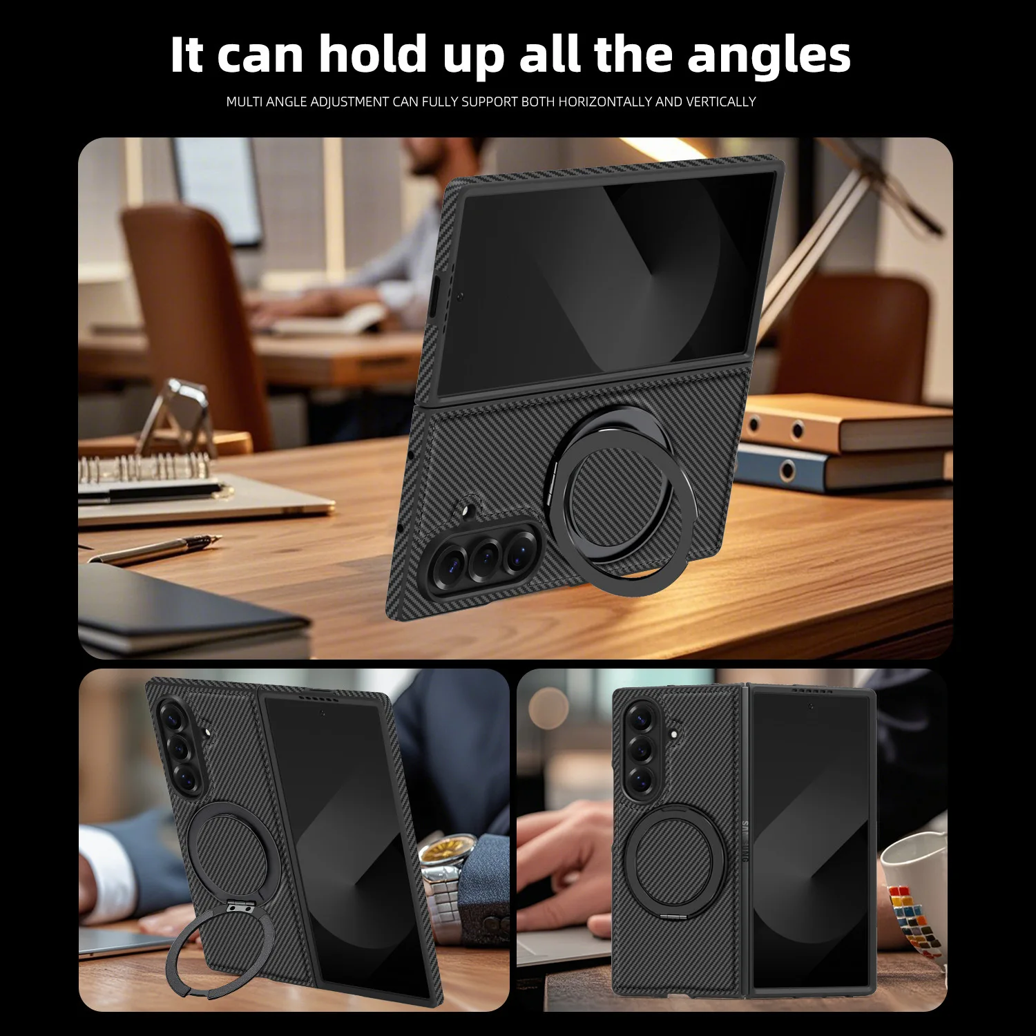  z fold  6 carbon fiber magnetic pc phone case with holder-6