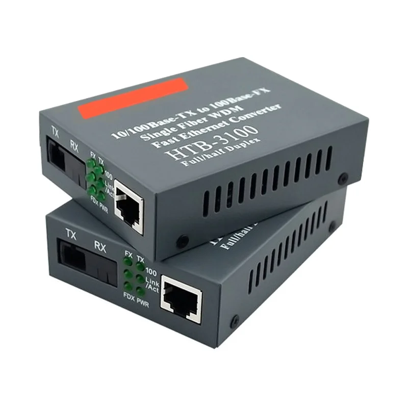 HTB-3100 10/100M Single Mode SC Port Optical Media Transceiver Ethernet 20KM 25KM RJ45 Fiber Optic Media Converter
