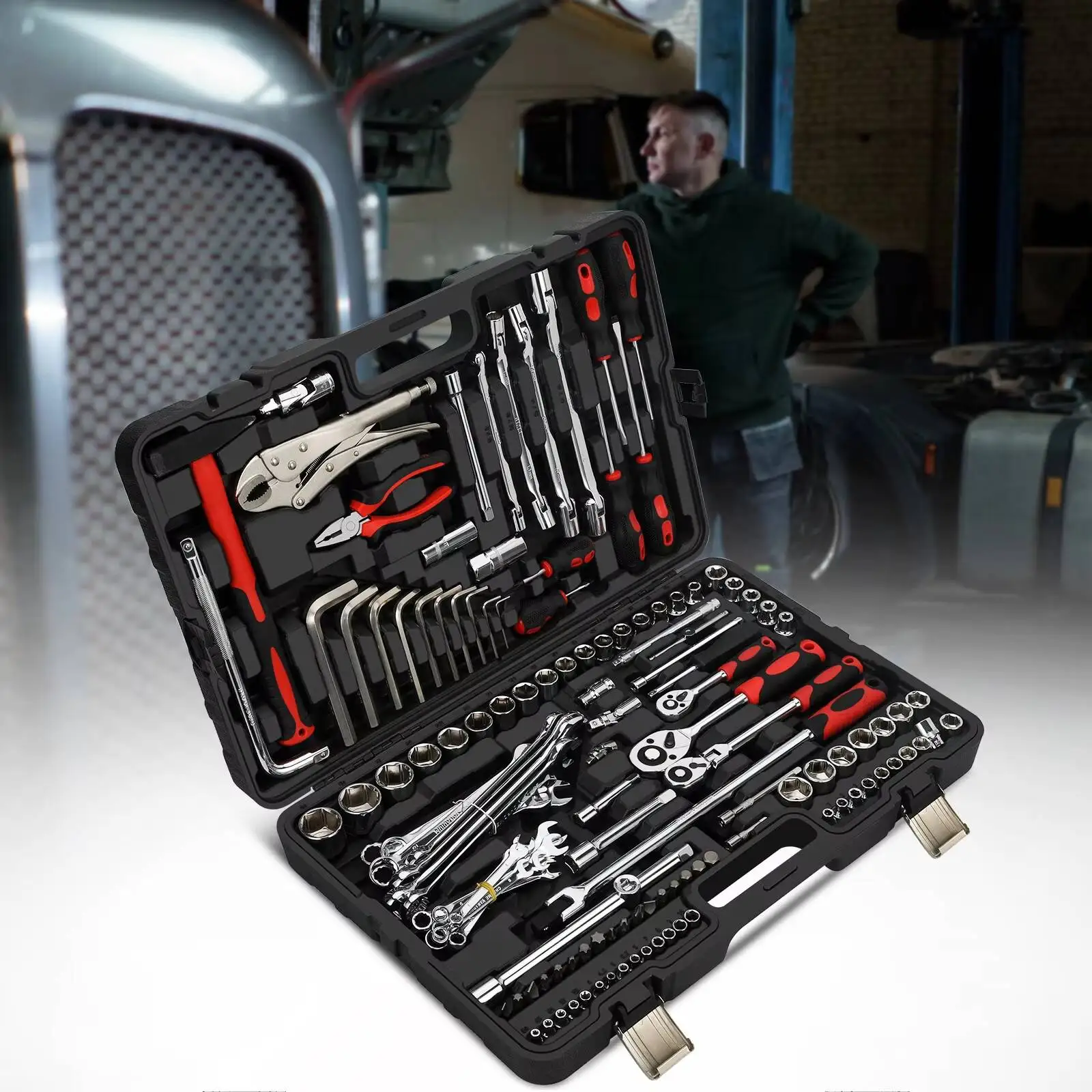 Diverse Piece Household Hand Tool Sets with Storage Case Combination Socket Set for DIY & Repair OEM Customizable Packaged Box 8